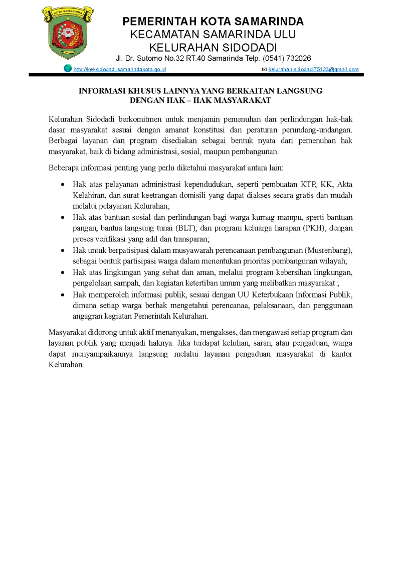 informasi layanan khususu