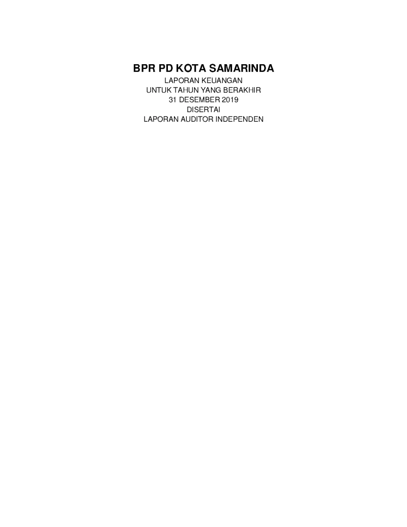 Laporan Keuangan BPR Tahun 2019