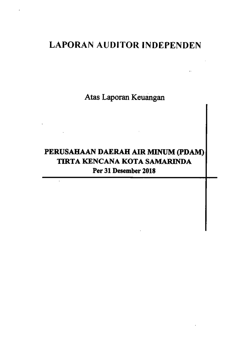 Laporan Keuangan PDAM Tahun 2018
