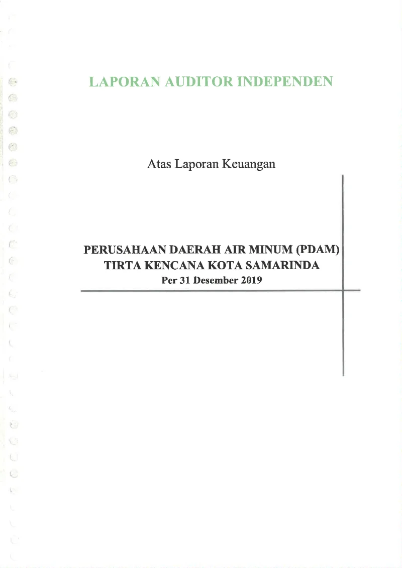 Laporan Keuangan PDAM Tahun 2019
