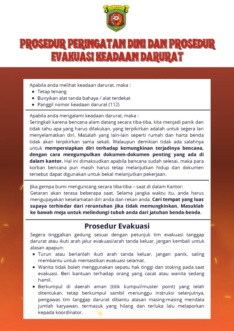 Prosedur Peringatan Dini dan Evakuasi Keadaan Darurat