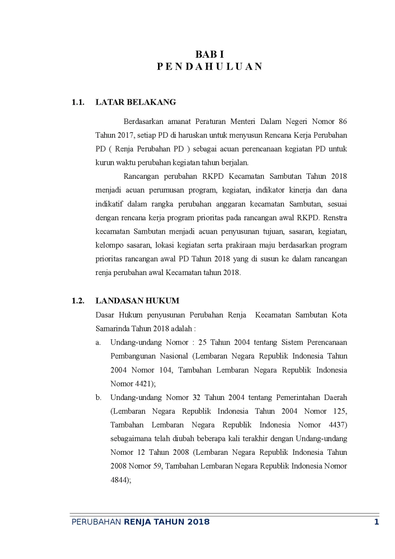 RENJA Kecamatan Sambutan 2018
