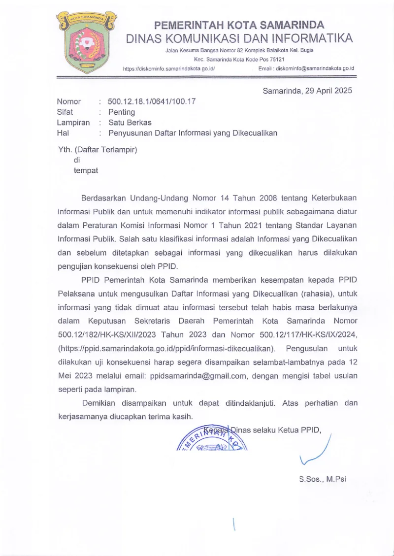 Surat Penyusunan Informasi yg Dikecualikan