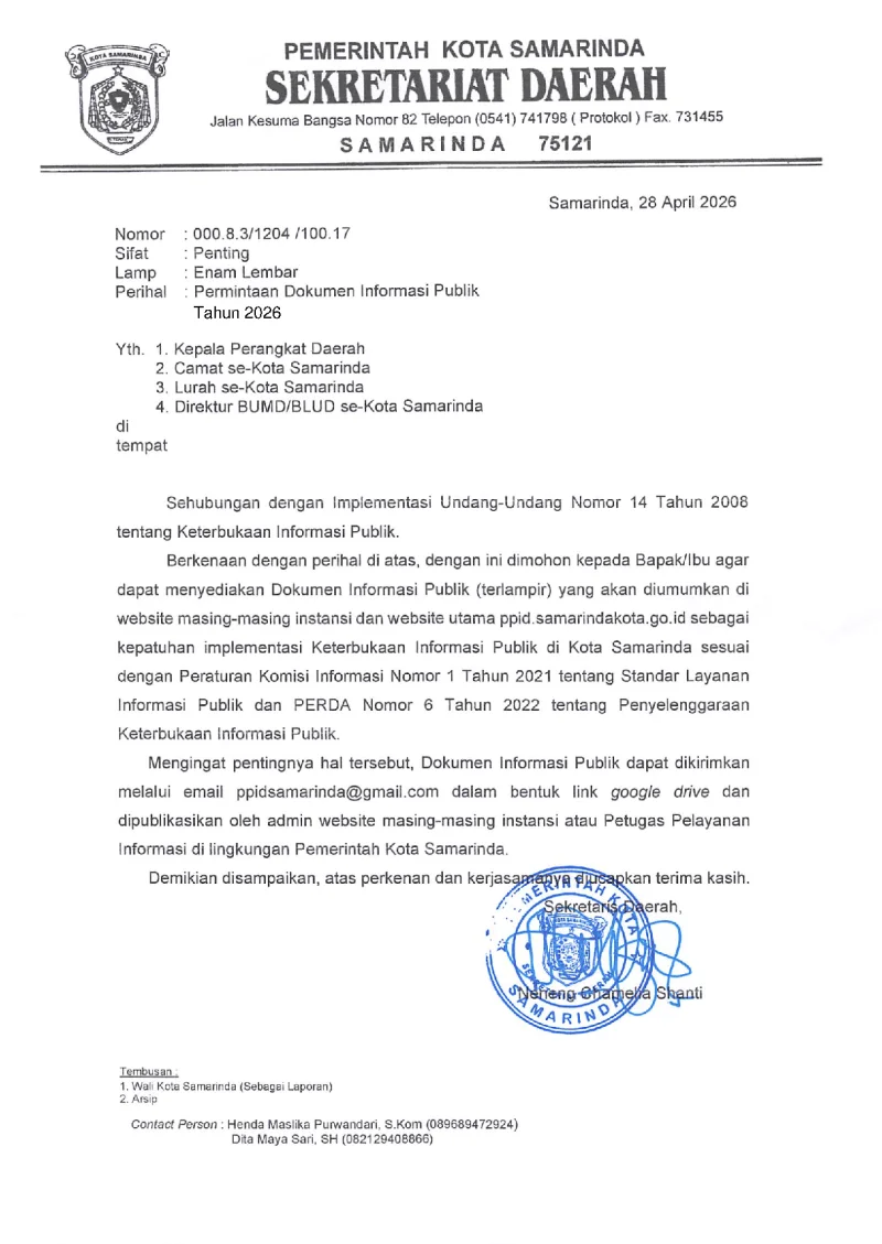 Surat Permintaan Dokumen Informasi Publik Tahun 2026