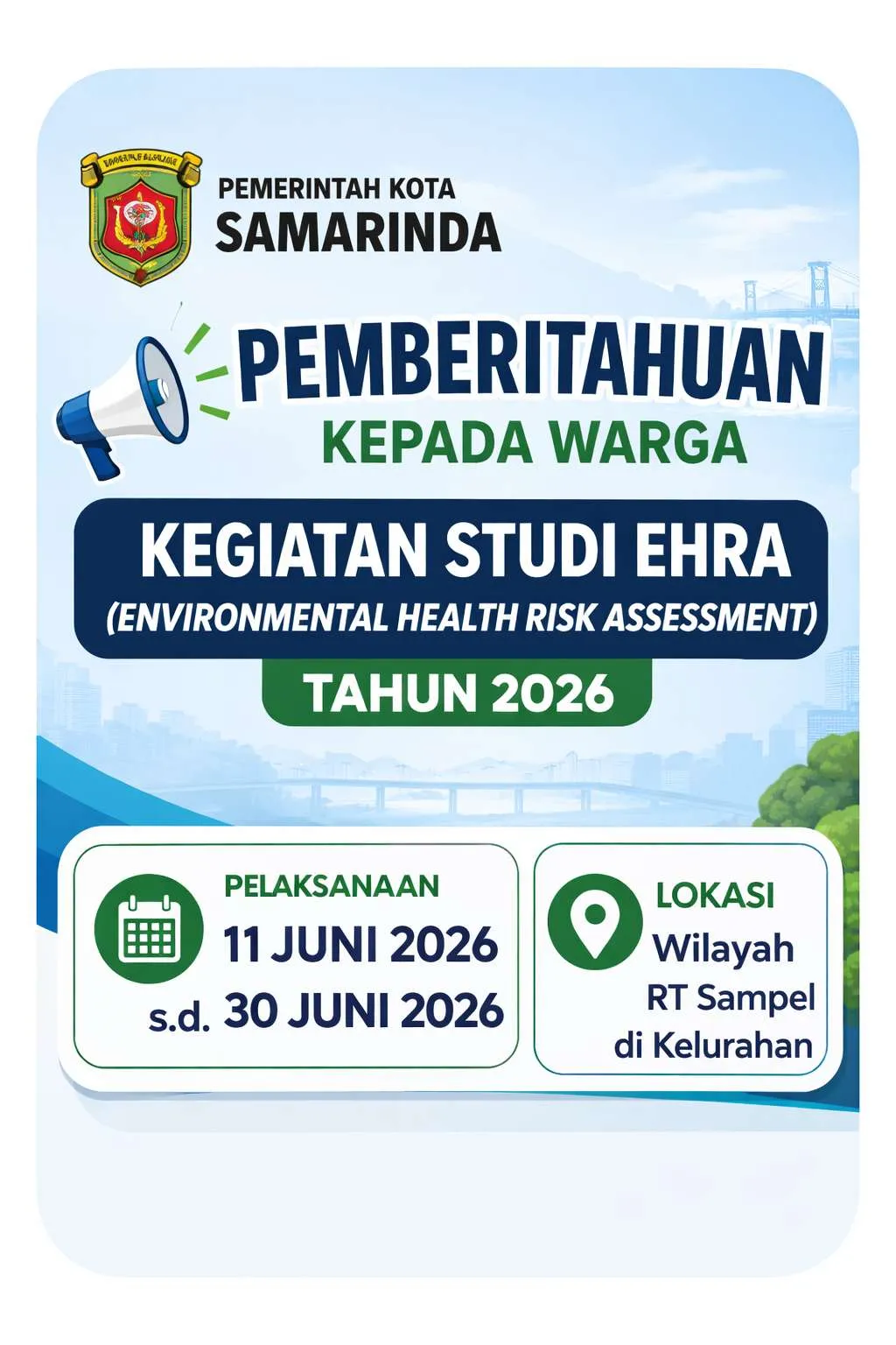 KEGIATAN STUDI EHRA (Environmental Health Risk Assessment) TAHUN 2026