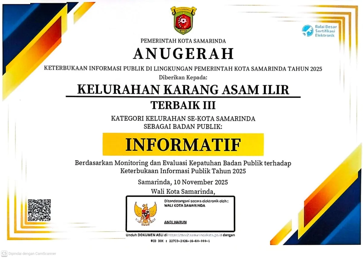  ANUGERAH Keterbukaan Informasi Publik di Lingkungan Pemerintah Kota Samarinda Tahun 2025