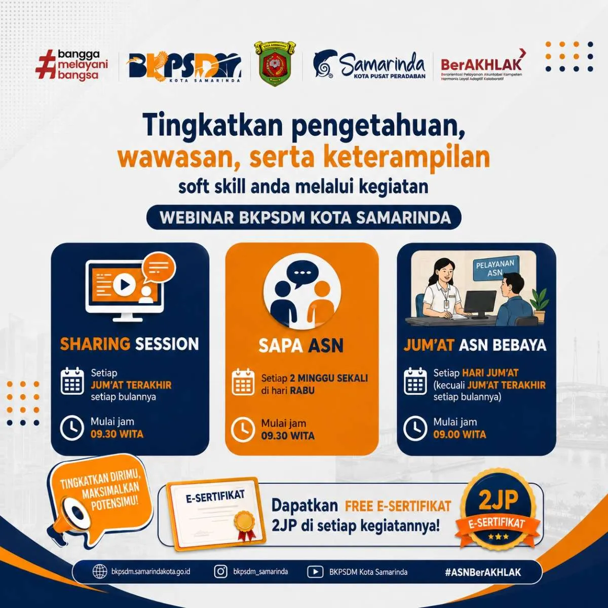 Tingkatkan Pengetahuan, Wawasan, serta Keterampilan Soft Skill Anda melalui Kegiatan WEBINAR BKPSDM KOTA SAMARINDA 