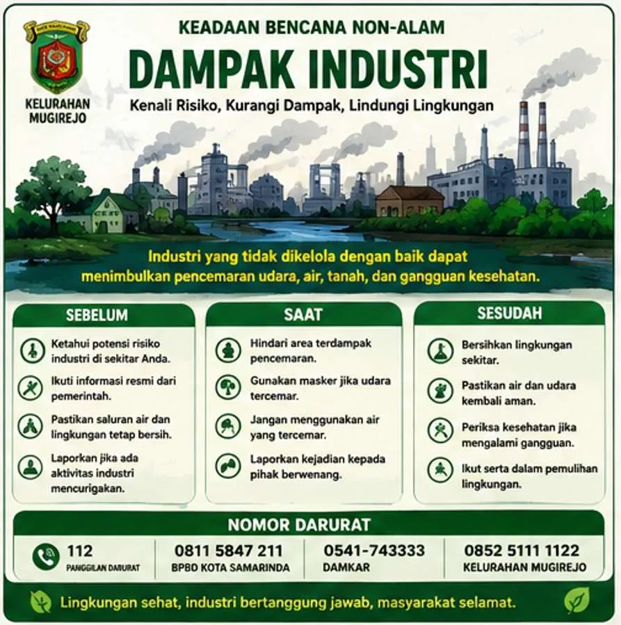 informasi mengenai keadaan bencana non-alam seperti kegagalan industri atau teknologi