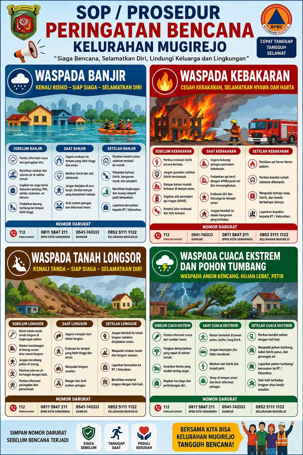 WASPADA BAHAYA KEBAKARAN, BANJIR, TANAH LONGSOR, CUACA EXTREAM POHON TUMBANG