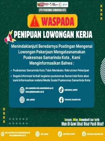 Penipuan Lowongan Kerja Mengatasnamakan PKM Samarinda Kota