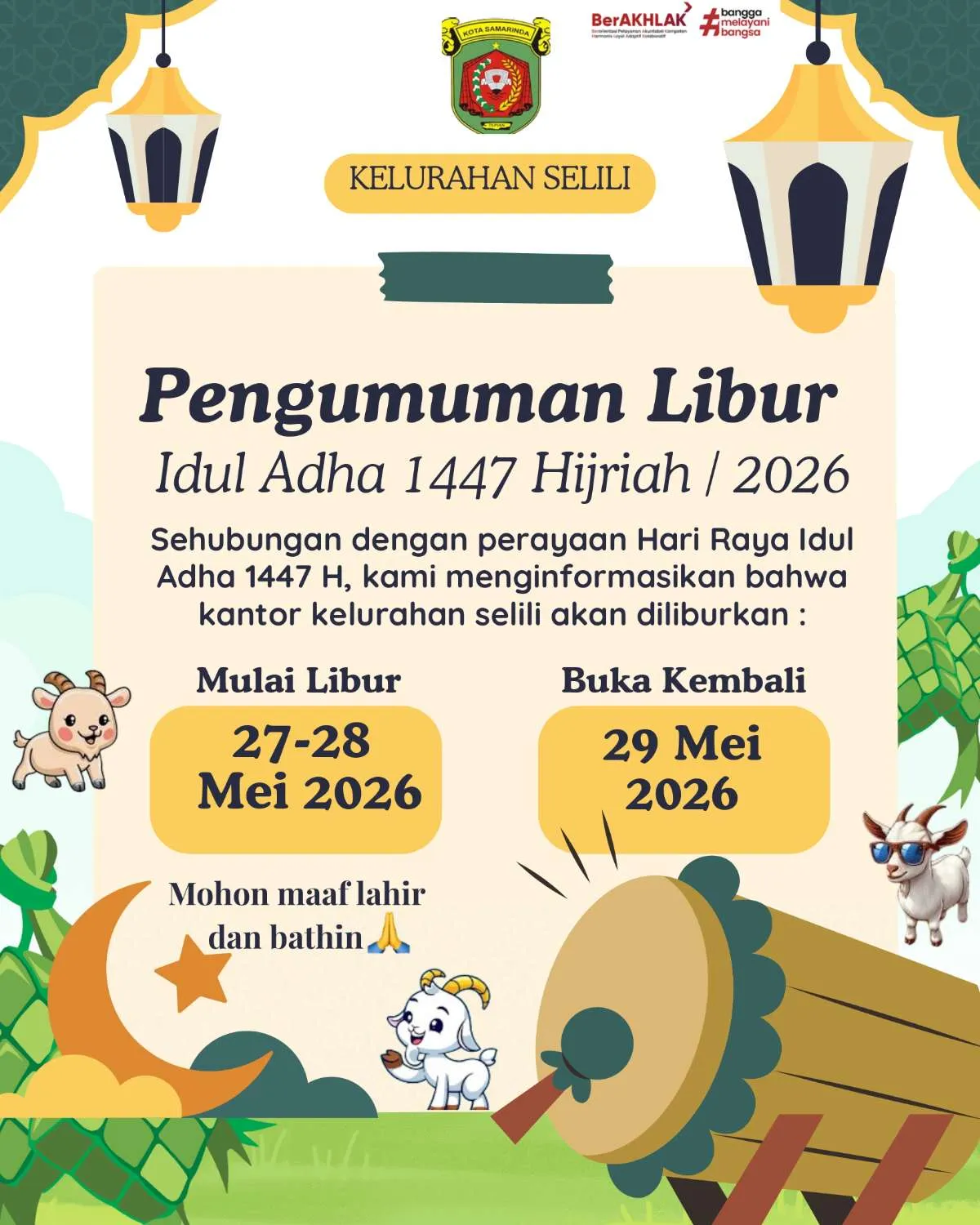 Pengumuman Hari Libur Menyambut Hari Raya Idul Adha 1447 H
