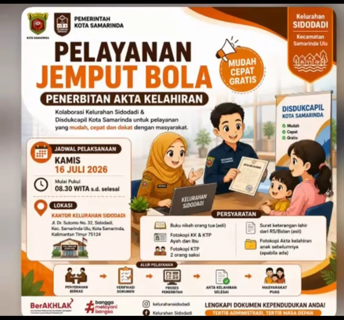 Pelayanan Jemput BOla Kolaborasi Kelurahan Sidodadi dan Disdukcapil kota Samarinda