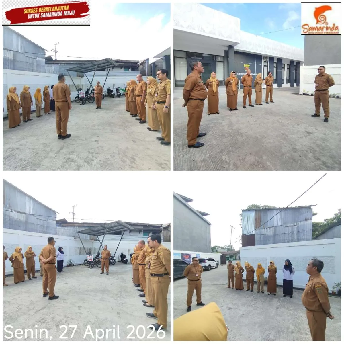 Apel Pagi
Dipimpin oleh Kasi Kesra
Diikuti oleh Lurah, Sekretaris Lurah, Kasi Ekobang dan LH, Kasi Pemerintahan dan staf Kelurahan Bandara