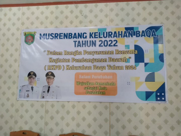 Giat tgl. 20 Des 2022.Musrembang Kel. Baqa yang di hadiri oleh Lurah Baqa.Kasi  Ekobang Babinsa/Babinkantbmas dan Ketua RT. Di Kelurahan Baqa