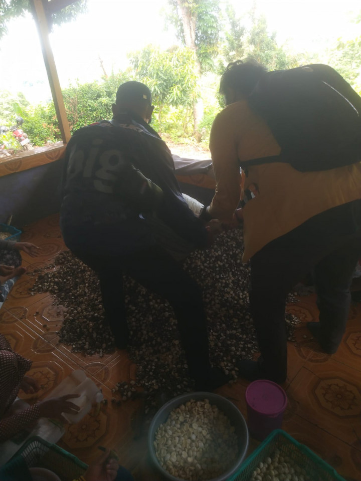 Pelatihan Kupas Kemiri (RT. 06) Pada Kegiatan Pemberdayaan Masyarakat (Pro Bebaya) Kelurahan Budaya Pampang Tgl. 17 Juli 2022