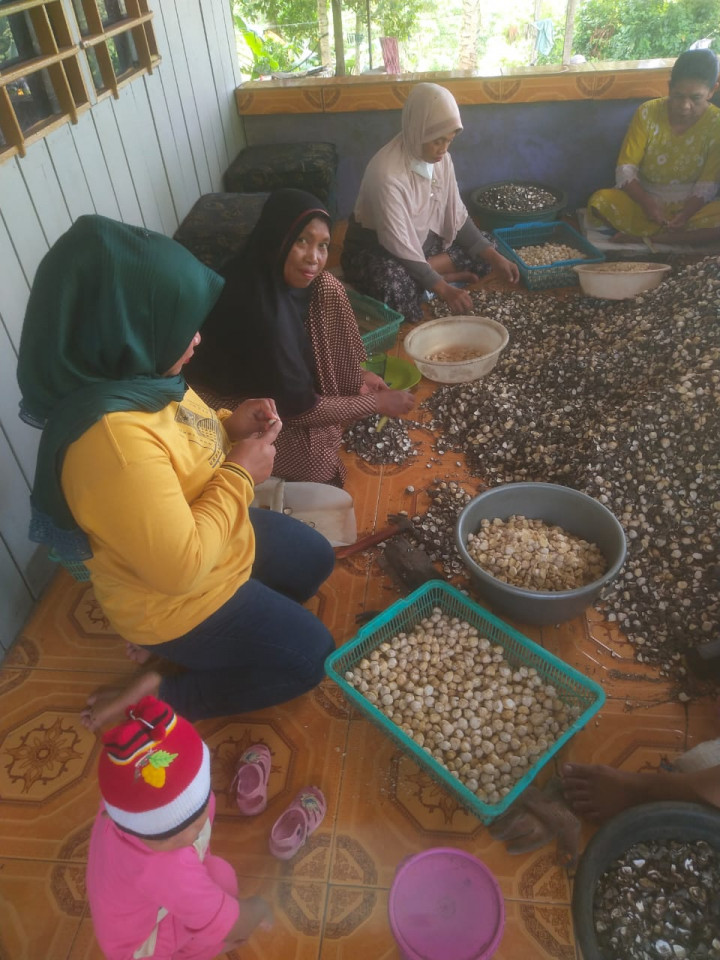 Pelatihan Kupas Kemiri (RT. 06) Pada Kegiatan Pemberdayaan Masyarakat (Pro Bebaya) Kelurahan Budaya Pampang Tgl. 17 Juli 2022
