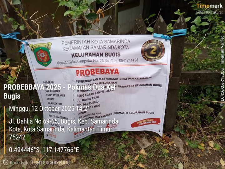 Pemasangan Lampu Penerangan Lingkungan oleh RT 04 Kelurahan Bugis
