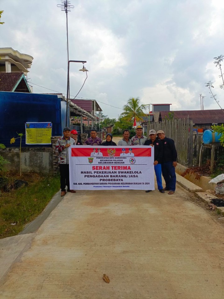 Serah Terima Kegiatan Probebaya Bidang Sapras Semenisasi Jalan Kelurahan Bukuan Tahun 2024