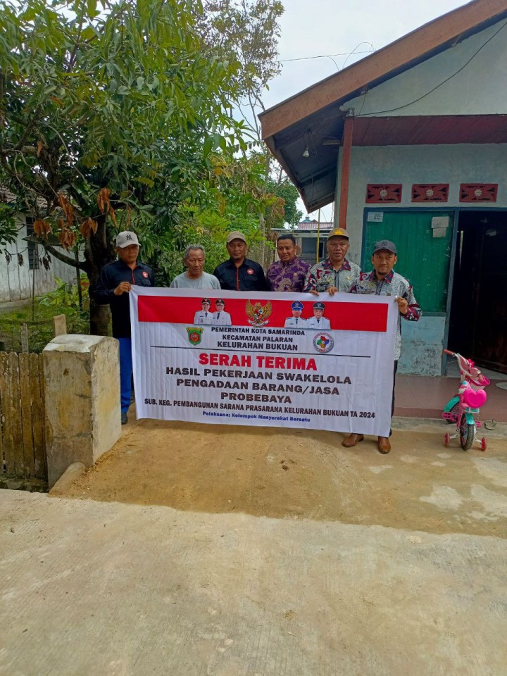 Serah Terima Kegiatan Probebaya Bidang Sapras Semenisasi Jalan Kelurahan Bukuan Tahun 2024