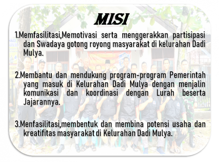 Visi & Misi LPM Kel. Dadi Mulya