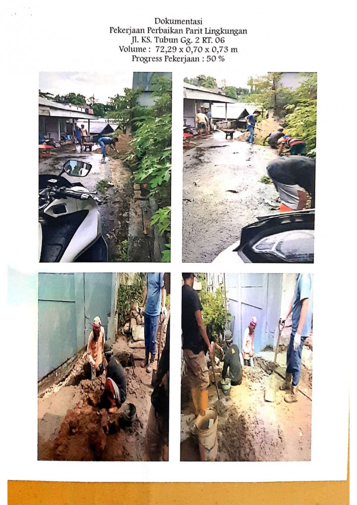 Perbaikan Parit Lingkungan Jl.KS.Tubun Gang 2 RT.06 dan Gang 5 RT.07