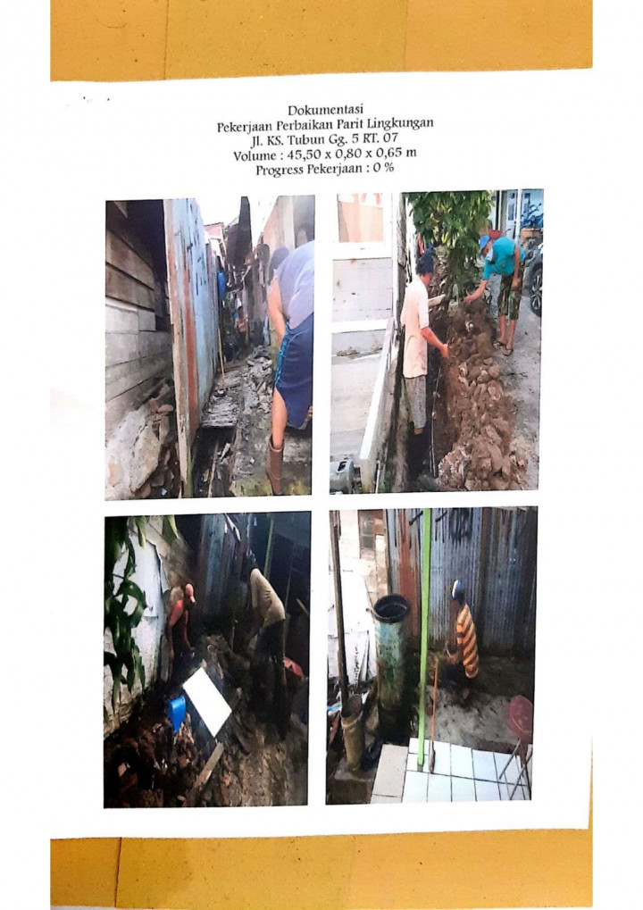 Perbaikan Parit Lingkungan Jl.KS.Tubun Gang 2 RT.06 dan Gang 5 RT.07