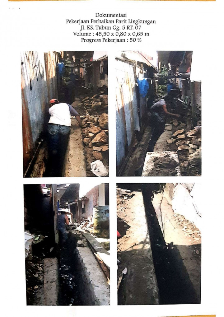 Perbaikan Parit Lingkungan Jl.KS.Tubun Gang 2 RT.06 dan Gang 5 RT.07