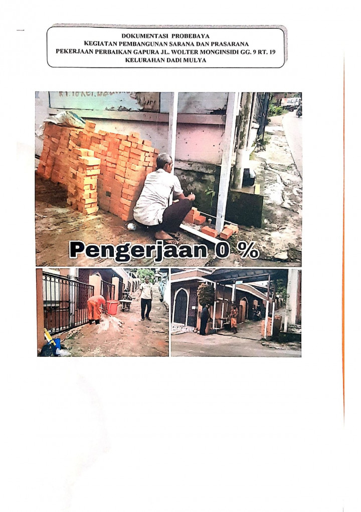 Pebaikan Gapura dan Pembuatan Taman di Jl.Wolter Monginsidi Gang 6 RT.40