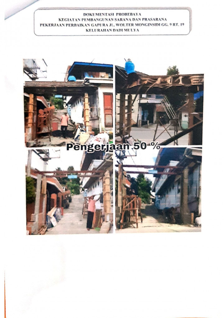 Pebaikan Gapura dan Pembuatan Taman di Jl.Wolter Monginsidi Gang 6 RT.40