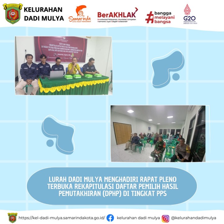 AGENDA KELURAHAN DADI MULYA BULAN AGUSTUS TAHUN 2024