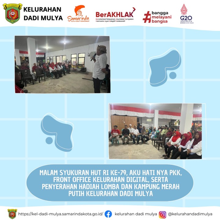 AGENDA KELURAHAN DADI MULYA BULAN AGUSTUS TAHUN 2024