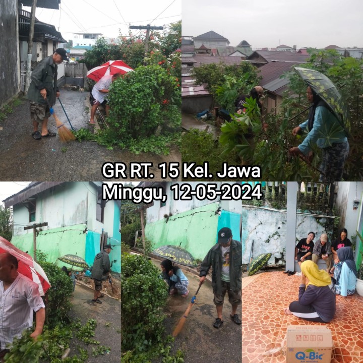 Ijin melaporkan 9/05/2024 s/d 11/05/2024 Kegiatan gotong royong Kelurahan Jawa : 02, 03√, 08√, 09√, 10√, 11√, 12√, 13√, 14√, 15√, 17√, 19√, 20√, 21√,23√, 24√, 25√, 29√,33√, 38√, dan 39√ Kelurahan Jawa Kecamatan Samarinda Ulu