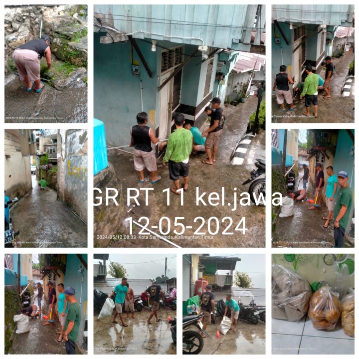 Ijin melaporkan 9/05/2024 s/d 11/05/2024 Kegiatan gotong royong Kelurahan Jawa : 02, 03√, 08√, 09√, 10√, 11√, 12√, 13√, 14√, 15√, 17√, 19√, 20√, 21√,23√, 24√, 25√, 29√,33√, 38√, dan 39√ Kelurahan Jawa Kecamatan Samarinda Ulu