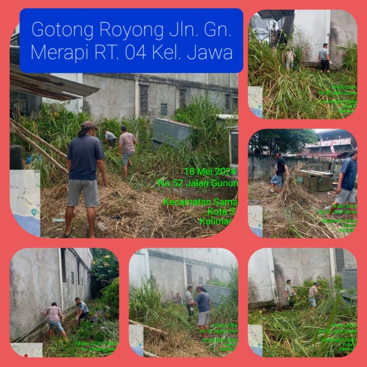Kegiatan Gotong Royong RT tanggal 19/5/2024 Kelurahan Jawa : 04√ (Tgl.18), 05√, 06√, 07√, 12√, 13√, 18√, 22√, 26√, 27√, 30√, 31√, 35√, 36√, 37√, dan 40√