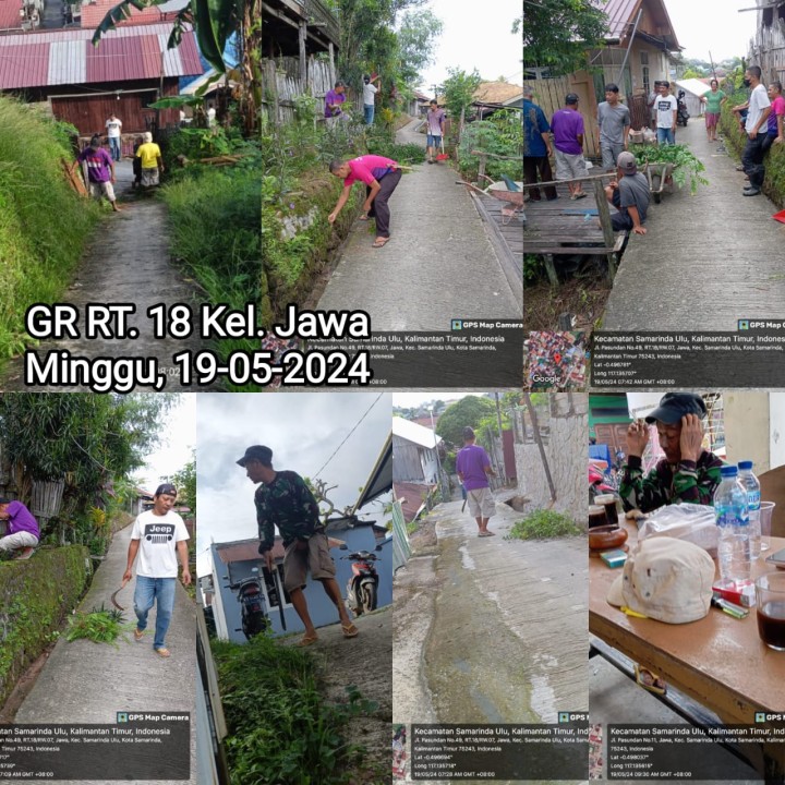 Kegiatan Gotong Royong RT tanggal 19/5/2024 Kelurahan Jawa : 04√ (Tgl.18), 05√, 06√, 07√, 12√, 13√, 18√, 22√, 26√, 27√, 30√, 31√, 35√, 36√, 37√, dan 40√