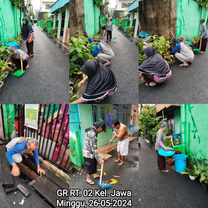 Kegiatan Gotong Royong RT tanggal 26/5/2024 Kelurahan Jawa : 01√, 02√, 03√, 06√, 08√, 09√, 10√, 11√, 14√, 15√, 17√, 19√, 20√, 21√, 23√, 25√, 28√, 29√, 32√, 34√, dan 38√. Bersama ; - LuraH Jawa - kasi ekobang LH Kelurahan Jawa - Ketua Ketua RT dan seluruh warganya RT yg tercantum  - 1 DT PUPR dan Anggota TIm Hantu banyu