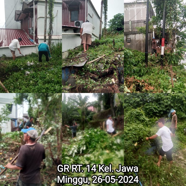 Kegiatan Gotong Royong RT tanggal 26/5/2024 Kelurahan Jawa : 01√, 02√, 03√, 06√, 08√, 09√, 10√, 11√, 14√, 15√, 17√, 19√, 20√, 21√, 23√, 25√, 28√, 29√, 32√, 34√, dan 38√. Bersama ; - LuraH Jawa - kasi ekobang LH Kelurahan Jawa - Ketua Ketua RT dan seluruh warganya RT yg tercantum  - 1 DT PUPR dan Anggota TIm Hantu banyu