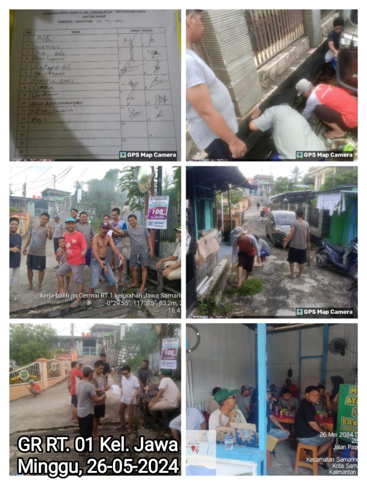 Kegiatan Gotong Royong RT tanggal 26/5/2024 Kelurahan Jawa : 01√, 02√, 03√, 06√, 08√, 09√, 10√, 11√, 14√, 15√, 17√, 19√, 20√, 21√, 23√, 25√, 28√, 29√, 32√, 34√, dan 38√. Bersama ; - LuraH Jawa - kasi ekobang LH Kelurahan Jawa - Ketua Ketua RT dan seluruh warganya RT yg tercantum  - 1 DT PUPR dan Anggota TIm Hantu banyu
