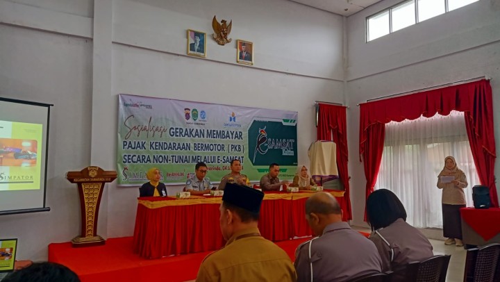 Ijin Melaporkan 4/6/2024 kegiatan Sosialisasi Gerakan Membayar Pajak Kendaraan Bermotor (PKB) Secara Non-Tunai Melalu E-Samsat Di Aula Kecamatan Samarinda Ulu