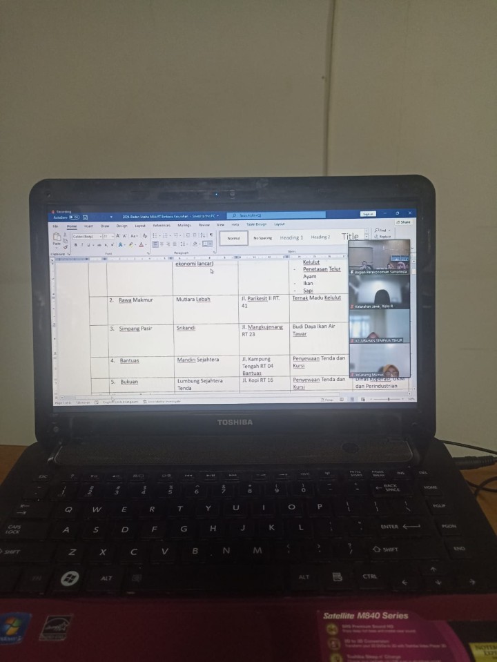 Ijin melaporkan 10/6/2024 Mengikuti Zoom BUMRT dari Bagian Perekonomian Setda Kota Samarinda
