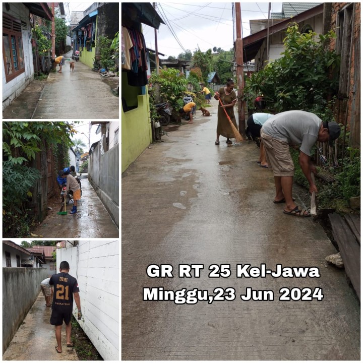 Gotong Royong RT Kelurahan Jawa : Tanggal 23/6/2024 (Minggu) : RT. 02√, 08 (GRM)√, 09 (GRM)√, 10 (GRM)√, 11 (GRM)√, 14 (GRM)√, 15 (GRM)√, 17 (GRM)√, 19 (22/6)√, 20√, 23√, 24√, 25√, 32√, 33√, dan 38 (22/6)√