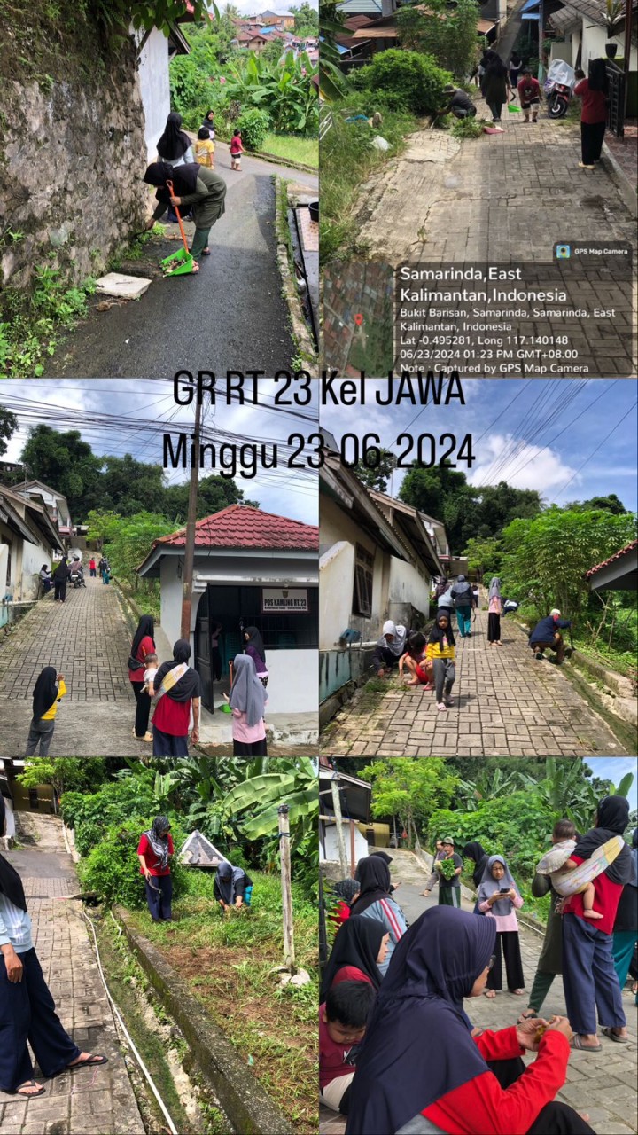Gotong Royong RT Kelurahan Jawa : Tanggal 23/6/2024 (Minggu) : RT. 02√, 08 (GRM)√, 09 (GRM)√, 10 (GRM)√, 11 (GRM)√, 14 (GRM)√, 15 (GRM)√, 17 (GRM)√, 19 (22/6)√, 20√, 23√, 24√, 25√, 32√, 33√, dan 38 (22/6)√