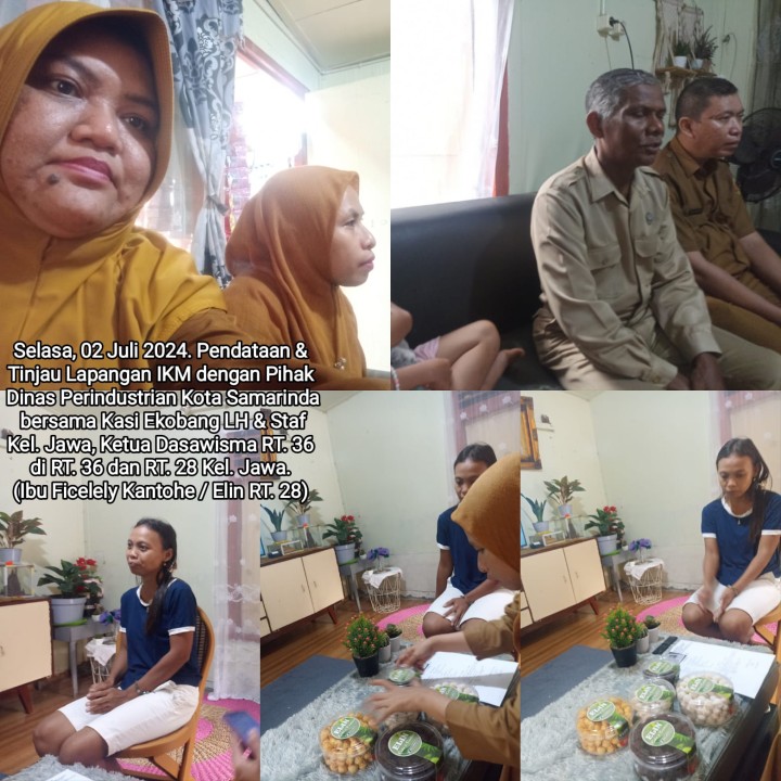 Selasa, 02 Juli 2024. Pendataan & Tinjau Lapangan IKM sebanyak 11 Pelaku Usaha dengan Pihak Dinas Perindustrian Kota Samarinda bersama Kasi Ekobang LH & Staf Kel. Jawa, Ketua Dasawisma RT. 36 di Jl. KS. Tubun Gg. 9 - Gg. 8d RT. 36 dan Jl. Bukit Barisan RT. 28 Kelurahan Jawa.