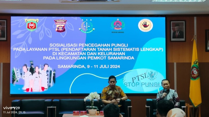 Ijin melaporkan 11/07/2024 Menghadiri sosialisasi pencegahan pungli pada wilayah PTSL, lingkungan Pemkot Samarinda