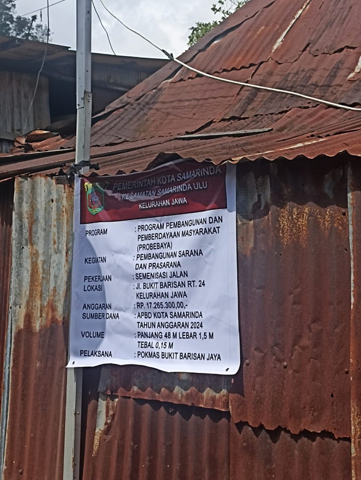 Ijin melaporkan 12/07/2024 Peninjauan Probebaya Sarpras di Jl. Bukit Barisan Gg. Barokah RT. 24 Pokmas BBJ