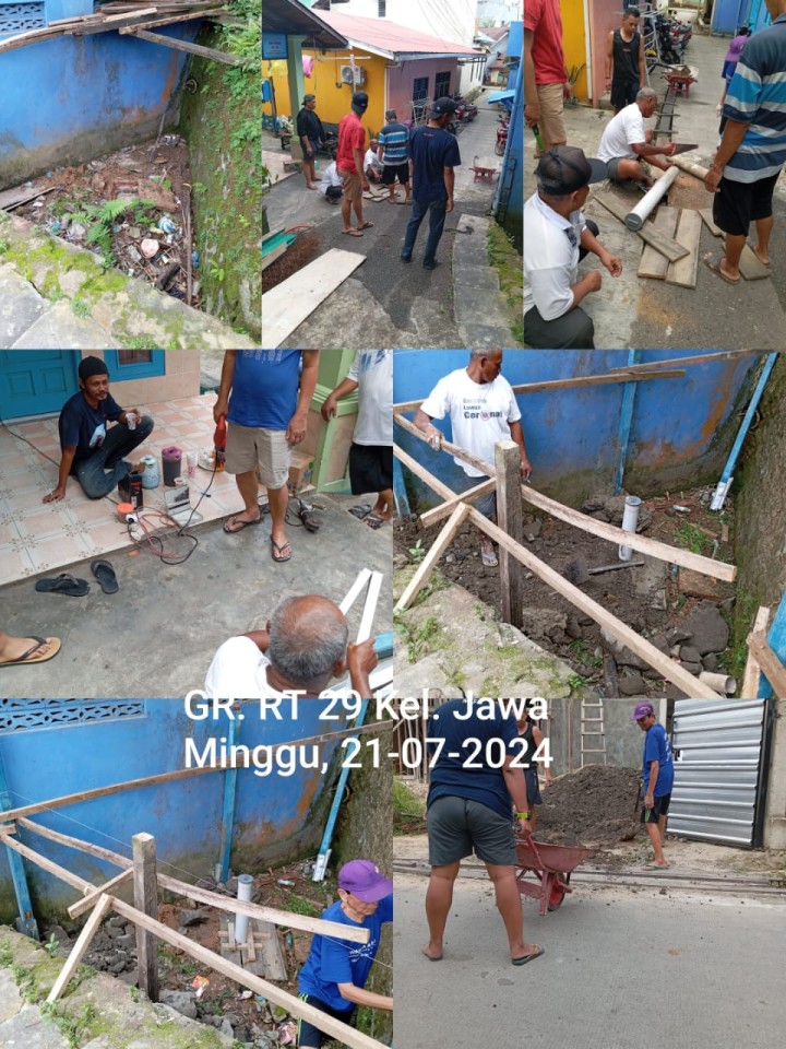 Ijin Melaporkan 21/07/2024 Kegiatan Gotong Royong RT minggu ke-3 Bulan Juli (Minggu) : RT. 02√, 08√, 15√, 17√, 19√, 20√, 22√, 23√, 24√, 25√, 26 (15/7)√ dan 26 (21/7)√, 29√, 31√, 32√, 33√, 35√, 38√, dan 40√. Bersama ; - Kelurahan Jawa Kasi Ekobang dan staf - Ketua RT masing masing dan Warganya  - di RT 33 di bantu Tim Hantu banyu pengangkatan sidemnatasi berat beserta warga RT 33