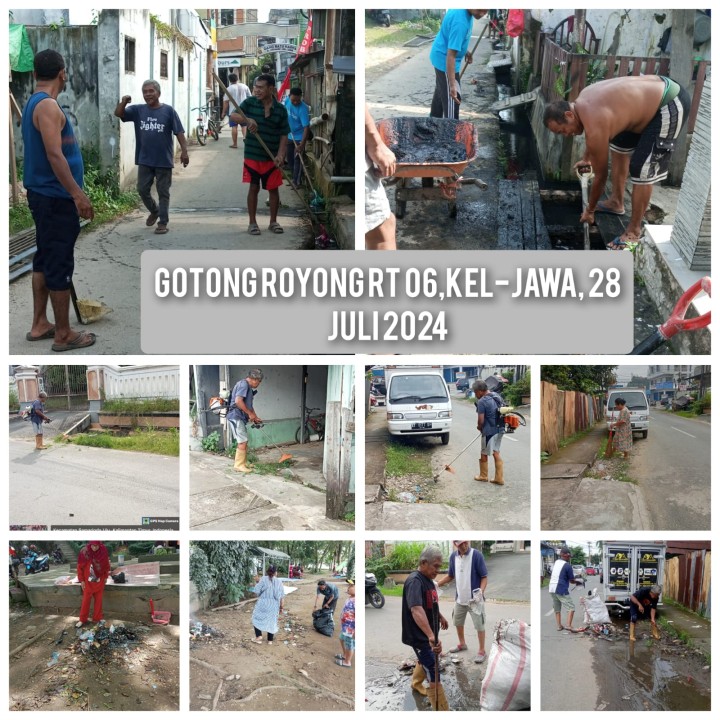 Ijin Melaporkan Jadwal Kegiatan Gotong Royong RT minggu ke-4 Juli 2024 Kelurahan Jawa : Tanggal 28/7/2024 (Minggu) : , RT. 01√, 03√, 04√, 05, 06√, 07√, 09√, 10√, 11✓, 12√, 13√, 14√, 16 (26/7)√, 18√, 21√, 22√, 27√, 28√, 30√, 34√, 36√, 37√,  39 ✓dan 40√. Bersama :  - Camat Samarinda ulu  - lurah Jawa  - Kasi ekobang kel.jawa  - Ketua RT 30 dan warganya  - dan RT lainnya di Laksanakan oelhy RT masing dan wargany Di RT 30 jl Pasundan belakang Ruko Pasundan Pengecekan Draenase Pembagi dari saluran KS.tubun luar dan sekaligus gotong Royong bersama warga Di lingkungan setempat
