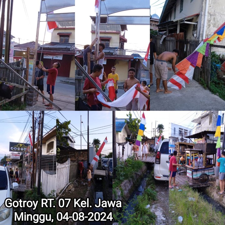 Ijin melaporkan Kelurahan Jawa  04/8/2024 (Minggu) : RT. 02√, 05√, 07√, 08 (GRM)√, 09 (GRM)√, 10 (GRM)√, 11 (GRM & Mandiri)√√, 12 (GRM)√, 13 (GRM)√, 14 (GRM)√, 15 (GRM)√, 16 (GRM)√, 17√, 20 (GRM)√, 22√, 23√, 24√, dan 25√. Hadir : - Camat Samarinda ulu dan staf seksi KLH, memantau Gotong Royong Masal di jl TPS Arjuna  - Lurah Jawa  dan pejabat struktural dan staf - LPM Seluruh Anggota - Babinsa dan Babinkambmas Kel Jawa - seluruh Ketua RT yg tersebut diatas beserta warga nya  - Dasawisma RT 15 - 1 DT DPUR Beserta Anggota  - 2 tangki  Air Bantuan PDAM Tirta Kencana untuk penyemprotan Akhir  - Gotong pengangkatan drainase , pemasangan umbul dan bendera merah putih,dan pembersihan lingkungan Lainnya