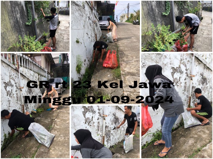 Ijin Melaporkan  Gotong Royong  Minggu 1-09- 2024  Kelurahan Jawa :  RT. 01√, 02√, 08, 10√, 11√, 12√, 13√, 14√, 15√, 16√, 17√, 19√, 23, 29√, 30√, 34√, 36√, Dan RT 25 (30-08-2024) Di Laksanakan oleh Ketua RT Masing Masing berserta warga nya