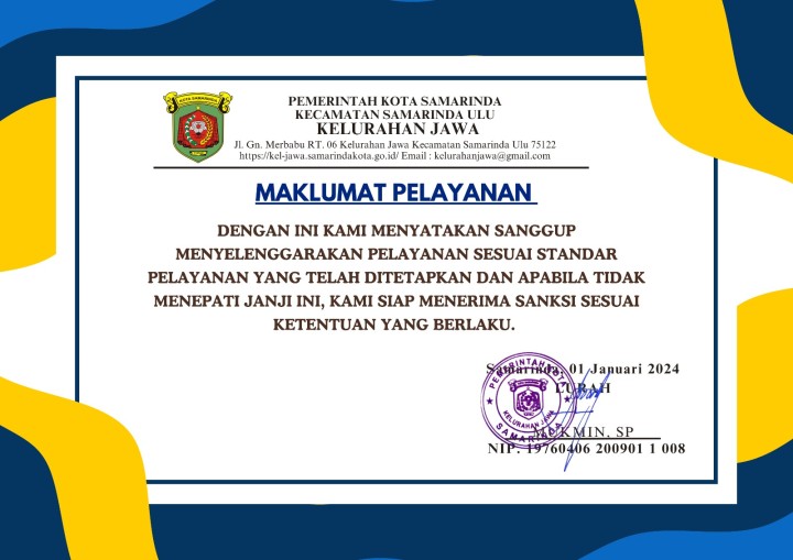 MAKLUMAT PELAYANAN KELURAHAN JAWA